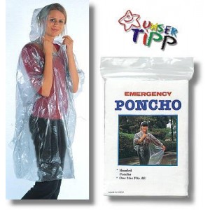 Pro-X Einmal-Poncho Einweg Regenschutz PVC "RAINSTOP" transparent 3001 LAGERWARE